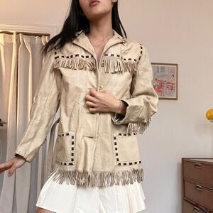 Vintage leather fringe jacket